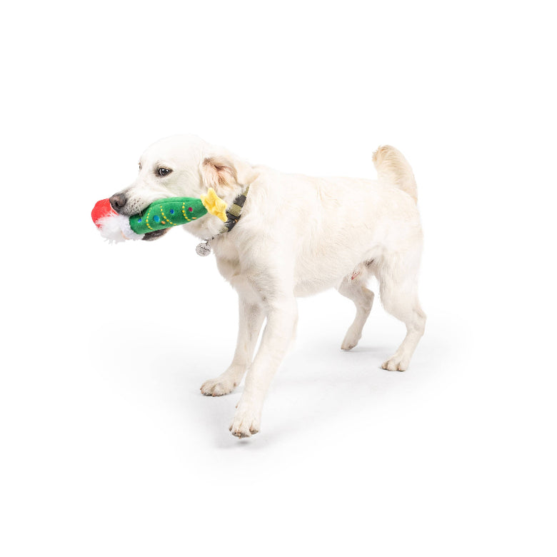 Christmas Holiday Let's Get Lit Gnome Plush Squeaky Dog Toy - Lg