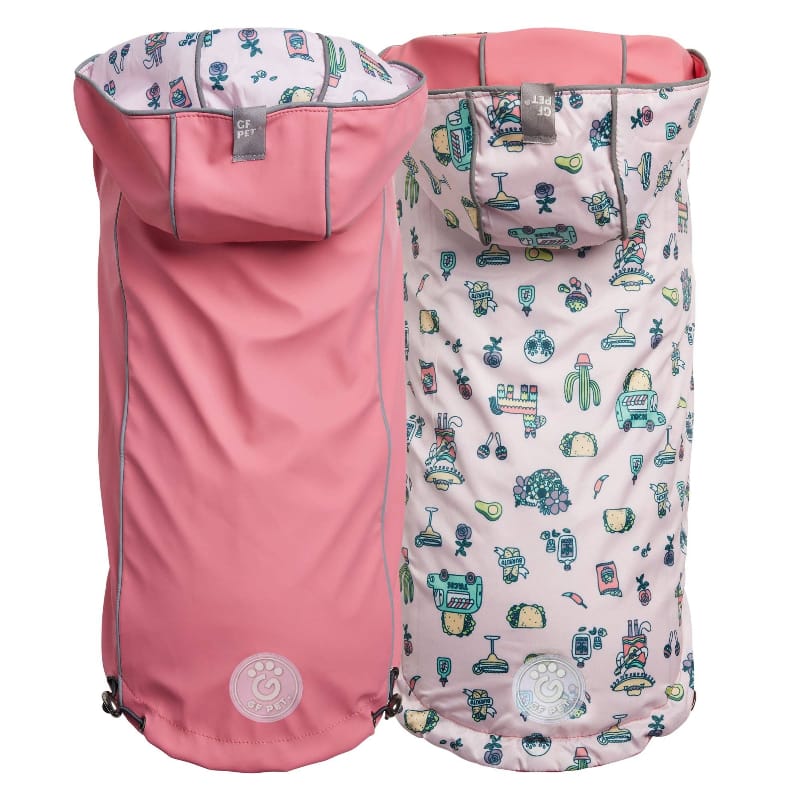 GF Pet Jackets 2XS Reversible Elasto-Fit Pink Pet Raincoat