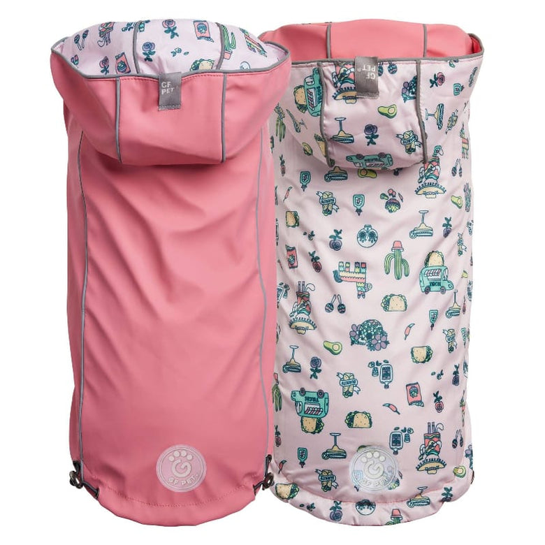 GF Pet Jackets 2XS Reversible Elasto-Fit Pink Pet Raincoat
