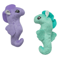 SnugArooz Cat Toys Kitty Seahorses Purple & Green Plush Cat Toy Set - 2pk