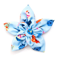 Fishy Blue Flower Pet Collar Attachment - 2 Sizes