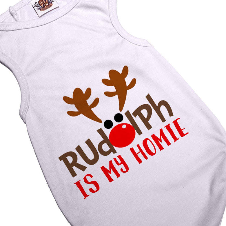 House of FurBaby House of FurBaby - Holiday Dog Shirt | Rudolph Is My Homie: XS- 3-6 lbs