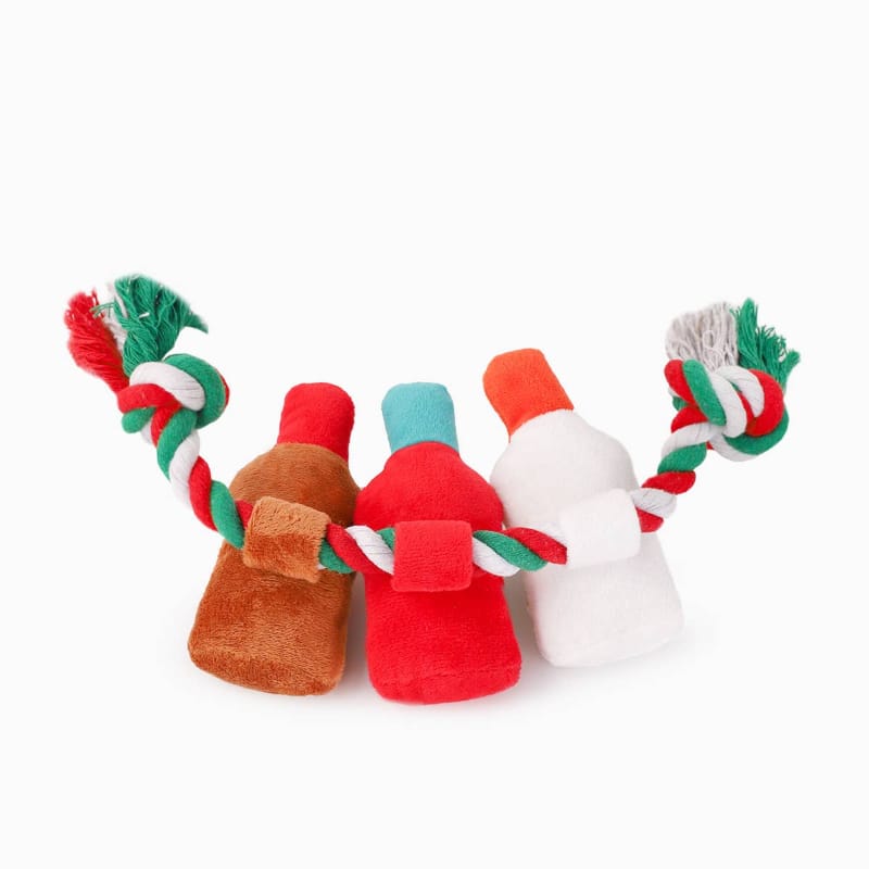 Hugsmart Products Inc dog toys Happy Woofmas Holiday Spirits Rope Plush Dog Toy