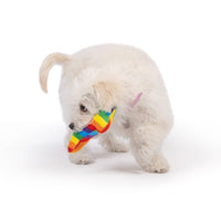 Huxley & Kent Dog Toys Tiny Tuff Equality Rainbow Plush Squeak Bone Dog Toy