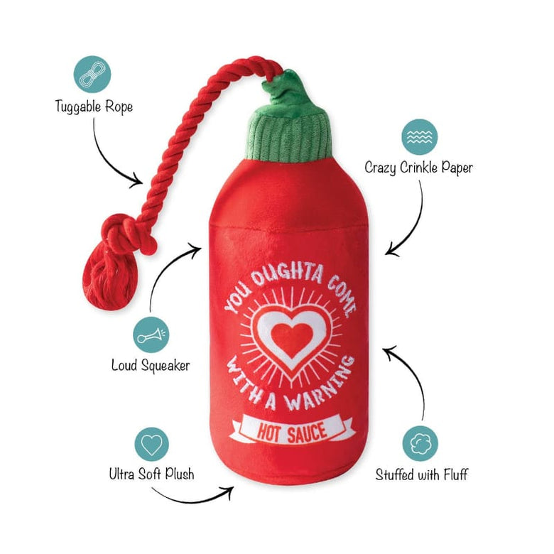 Pet Shop by Fringe Studio dog toys Hearts on Fire Plush Red Rope Dog Toy
