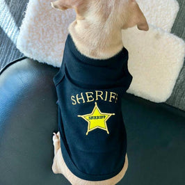 Parisian Pet Tee's Sheriff Black Embroidered Dog T-Shirt