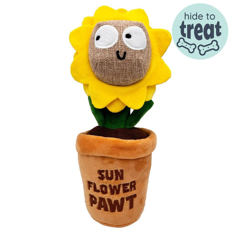 Huxley & Kent dog toys Seek 'n Treat Sunflower Pawt Plush Treat Interactive Dog Toy