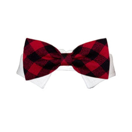 Pooch Outfitters Bow Tie 2XS/XS Clark Red & Black Checker Holiday Dog Bow Tie