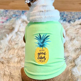 Parisian Pet® dog apparel SM Pineapple Good Vibes Green Dog Tee