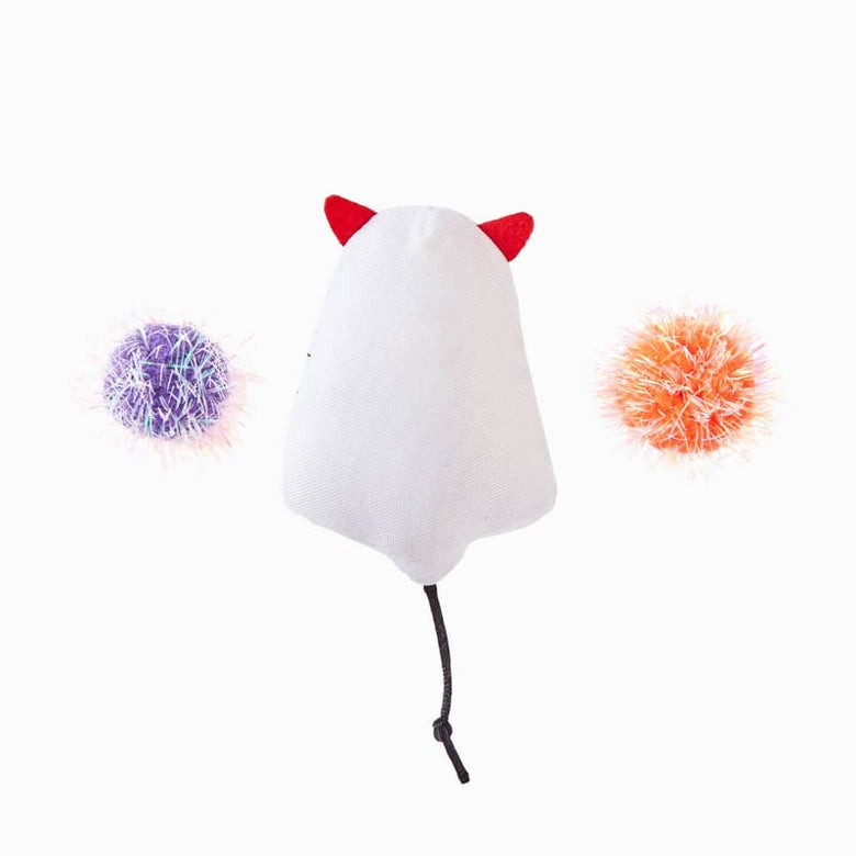 Hugsmart Products Inc Cat Toys Spooky Cats Ghost Kitty Cat Toy Set - 3 Pc