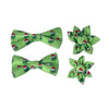 Sun Dog Bow Tie Holiday Grouchy Grinch Green Flower Pet Collar Attachment - 2 Sizes