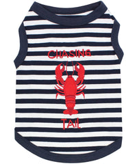 Parisian Pet® Tee's 2XS Red Lobster Striped Chasing Tail Summer Vibe Dog T-Shirt