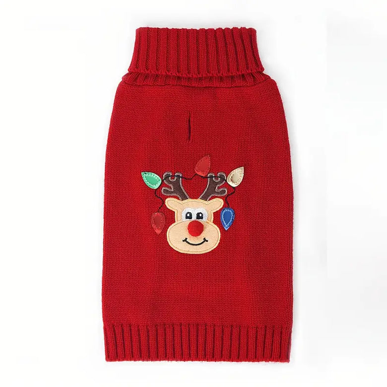TMU - Sino-Sear GmbH Dog Apparel L Red Nose Reindeer Holiday Red Dog Sweater - Size L