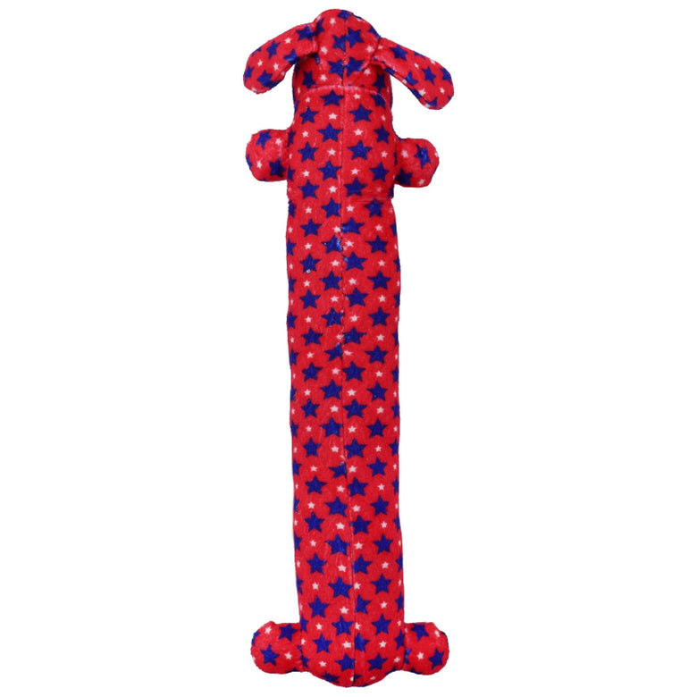 Patriotic Red Wht Blue Stars Loofa Plush Squeak 12” Dog Toy
