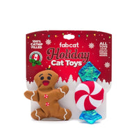 fabdog Cat Toys Christmas Gingerbread/Peppermint Holiday Cat Toy Set - 2 Pk