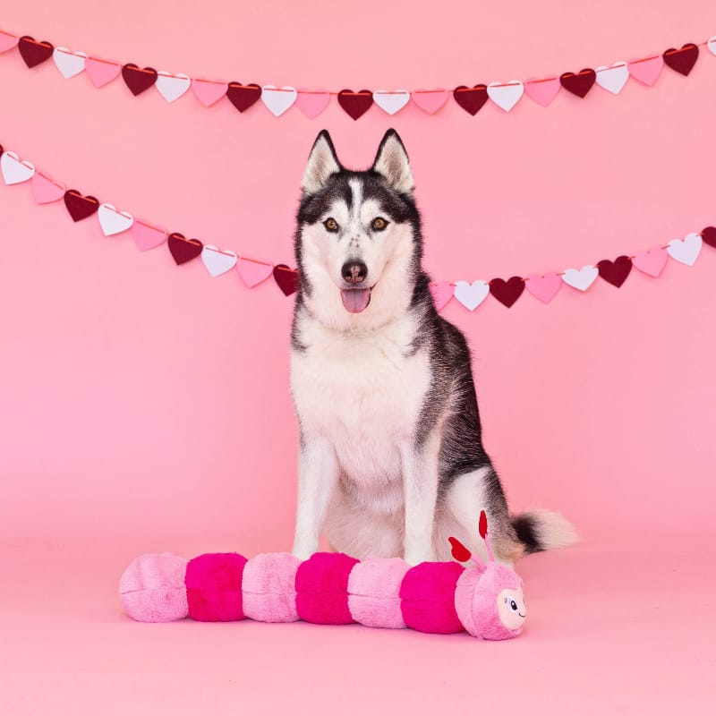 Petshop by Fringe Studio dog toys Love Bug Heart Pink Large Plush Dog Toy