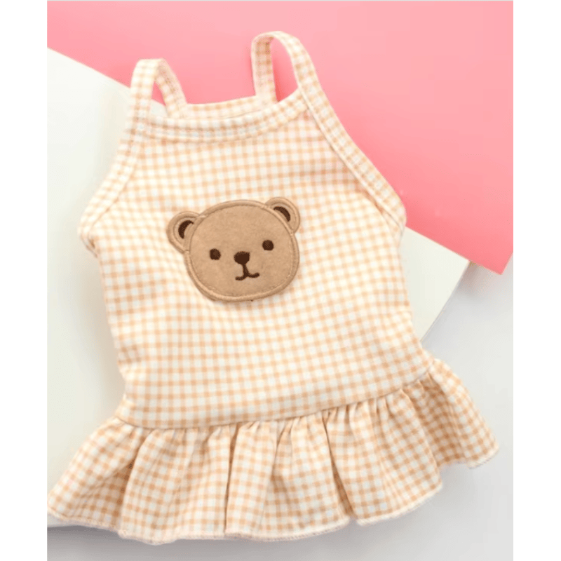 AE dog apparel S Checker Teddy Bear Halter Dog Dress