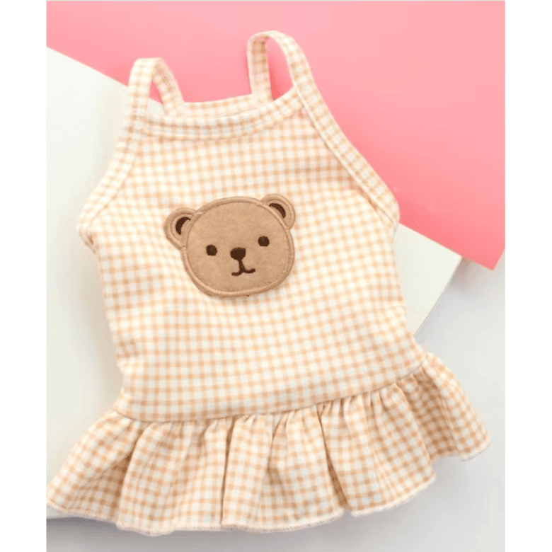 AE dog apparel S Checker Teddy Bear Halter Dog Dress