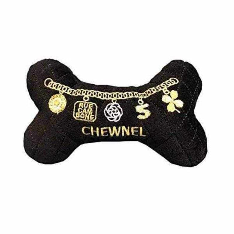 Dog Diggin Designs Toys Chewnel Black Bone Plush Squeak Dog Toy