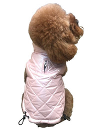 The Dog Squad Dog Coat Coco Puffer Diamond Quilted Coat, Pearl PInk