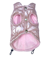 The Dog Squad Dog Coat Coco Puffer Diamond Quilted Coat, Pearl PInk