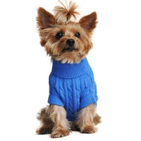 Winter Combed 100% Cotton Cable Knit Riverside Blue Warm Dog Sweater