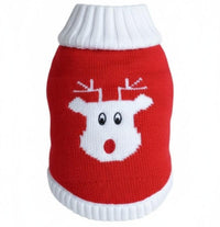 Christmas Combed 100% Cotton Red Rudolph Holiday Warm Dog Sweater