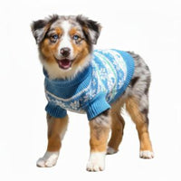 Winter Snowflake & Hearts Combed 100% Cotton Dog Sweater - Blue