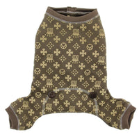 Barker's Bowtique Pajamas HD Crown Longjohns Pet Jumper in Brown
