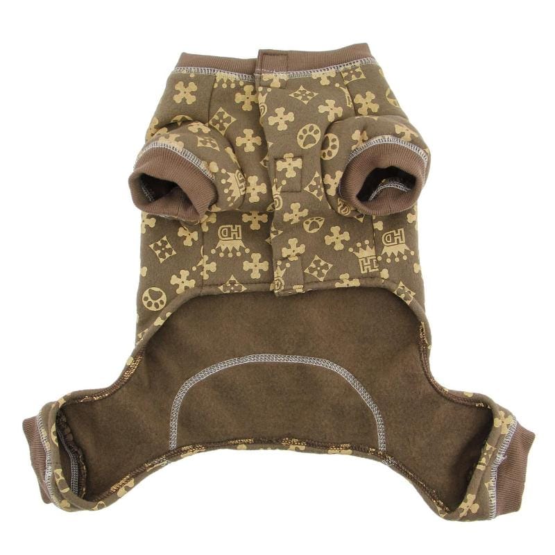 Barker's Bowtique Pajamas HD Crown Longjohns Pet Jumper in Brown
