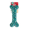 Holiday Jigglerz Green Christmas Patterned Bone Plush Squeaky Dog Toy