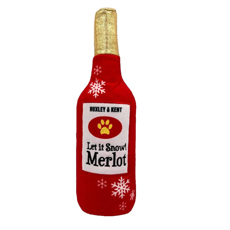 Huxley & Kent dog toys Let It Snow Merlot Holiday Plush Squeaky Dog Toy
