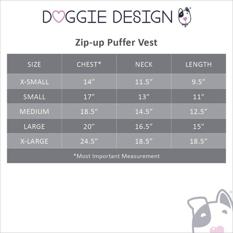 Doggie Design Jackets Zip-up Dark Green Fleece Lined Dog Puffer Vest
