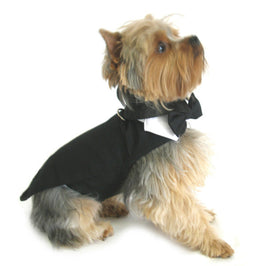 Wedding Black Pet Tuxedo w/Tails - includes Bowtie Collar & D-Ring