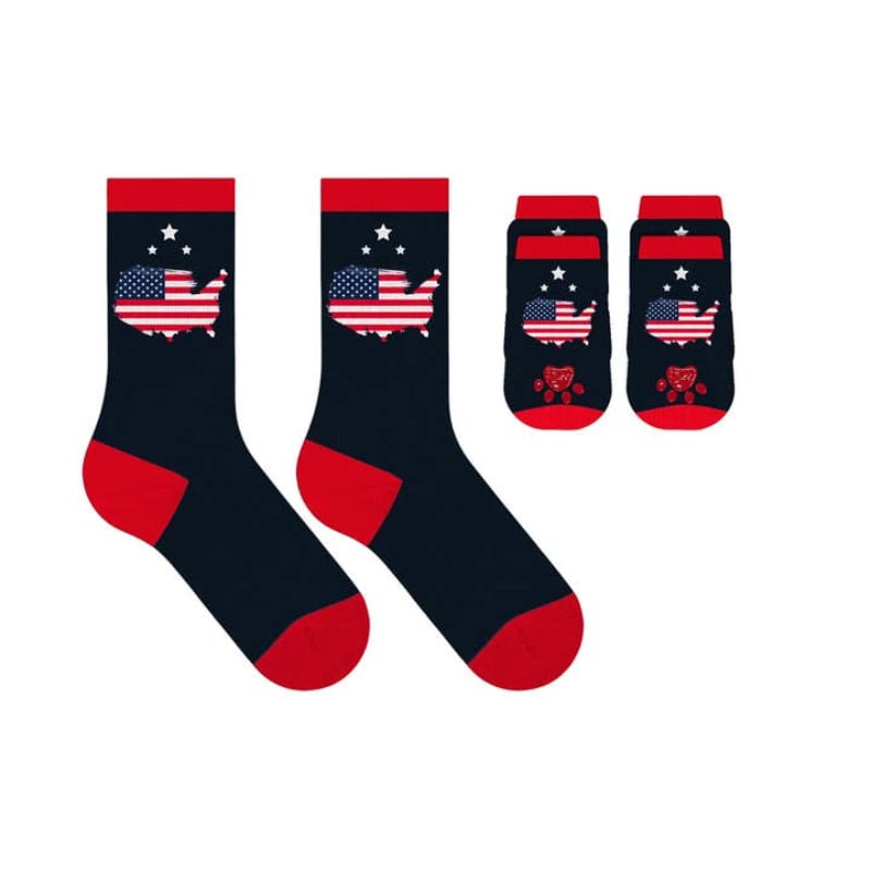 Extreme Fit Wholesale Pet Socks Map USA Matching Pet & Owner Fun Socks - One Size Fits Most