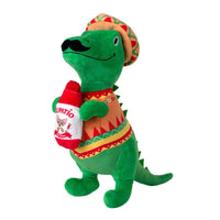 Petshop by Fringe Studio dog toys Fiesta Saurus Mustache Rex Plush Squeak Dog Toy