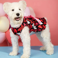 TM - PET PLUS LTD Dog Apparel Festive Hearts Print with Pink Bow Dog Dress