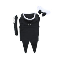 Wedding Black Pet Tuxedo w/Tails - includes Bowtie Collar & D-Ring