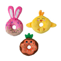 Petshop by Fringe Studio dog toys Easter Holey Donuts Spring Plush Squeak Small Dog Toy Set - 3 Pc