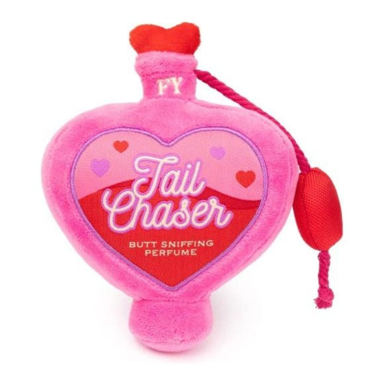 FuzzYard dog toys Tail Chaser Pink Perfume Plush Squeak Dog Toy