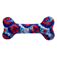 USA Pup Red Wht Blue Patriotic Plush Squeaky Bone Dog Toy - 2 Sizes