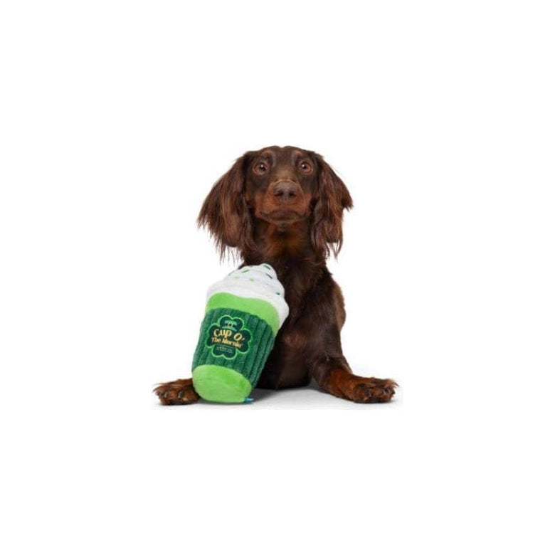 BARK dog toys Cup O' The Mornin' Coffee St. Patrick's Day Plush Dog Toy