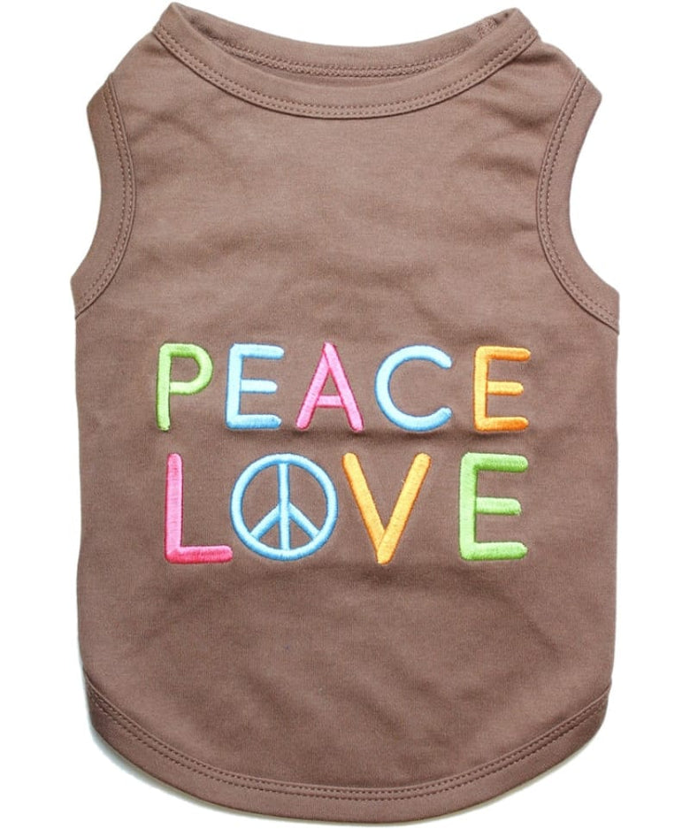 Parisian Pet® Tee's SM Peace Love Milky Brown Embroidered Dog T Shirt