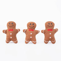 Christmas Gingerbread Men Plush Squeaky Holiday Dog Toy Set - 3 Pk