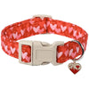 TM - PETWONG Collars SM "You Are Loved" Hearts with Charm Red Dog Collar