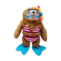Petshop by Fringe Studio Dog Toys Swimmin' With The Fishes Beach Sloth Summer Plush Squeak Dog Toy
