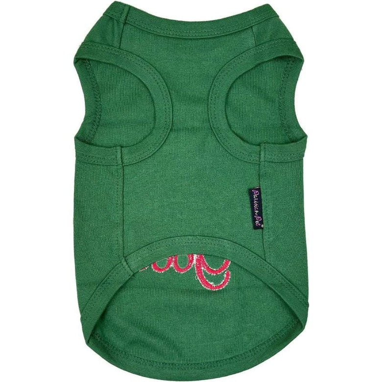 Parisian Pet® Tee's Dear Santa, Define Good Green Christmas Holiday Embroidered Dog T-Shirt