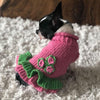 Dallas Dogs, Ltd Sweaters Girlie Girl Pink and Green Flowers Cozy Dog Sweater Dress