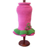 Dallas Dogs, Ltd Sweaters 6" Girlie Girl Pink and Green Flowers Cozy Dog Sweater Dress