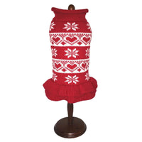 Dallas Dogs, Ltd Sweaters 6" Hearts & Snowflakes with Ruffle Bottom Red Dog Sweater Dress